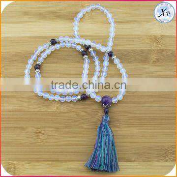 XP-PN-1485 Factory price acrylic mala bead long tassel necklace