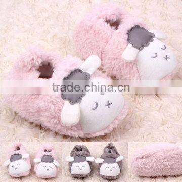 lovely cartoon animal coral fleece baby girl walking shoes