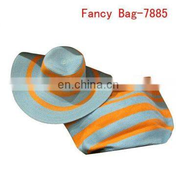 Stylish paper straw beach bag with hat