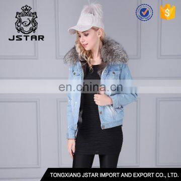 Popular In London Hot Sale Denim Real Fur Jacket For Women