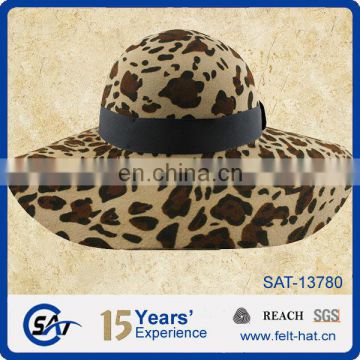 100% Australian wool floppy hat, leopard printed wool