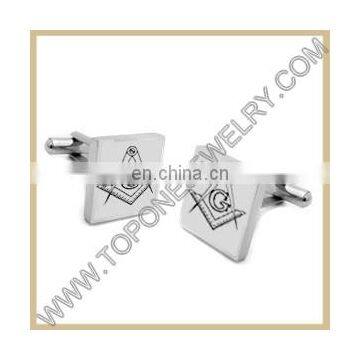 316l stainless steel masonic double initial cufflink for wholesale findings