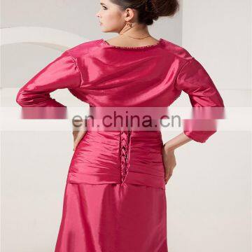 2018 Elegant Sweetheart Floor Length Evening Dress Beaded Ruched Lace-up Mother Of The Bride Dress With Jacket photo-6