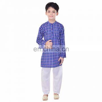 Soundarya new arrival casual wear printed cotton kurta pajama set for boys