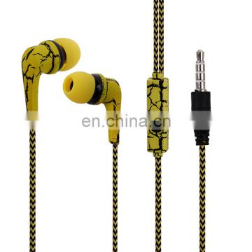 Stock New Noise Cancelling Crack Pattern 2017 handsfree earphones with microphone