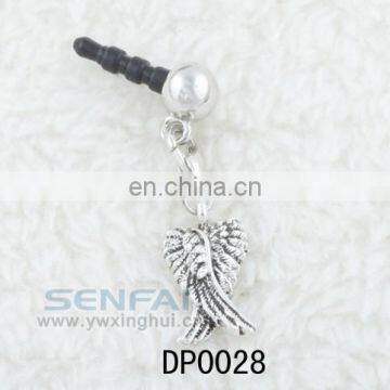 alloy angel wing dust cap dust plug silver plated mobile dust plug