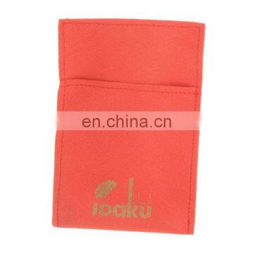 no drawstring simple red golden stamping velvet jewelry pouch