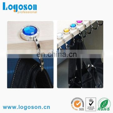 Promotional crystal custom made round shape metal bag holder