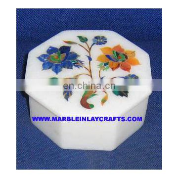 Octagonal Marble Inlay Jewellery Boxes