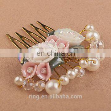 Crystal flower pearl hair combs headbands hair jewelry accessories for wedding