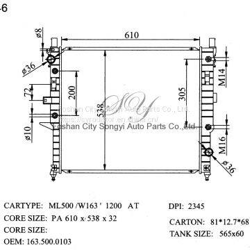 High Quality Car Parts Radiator for Benz Ml500