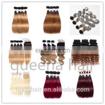 100% ombre human hair extensions braiding hair 613 brazilian hair two /3 tone color