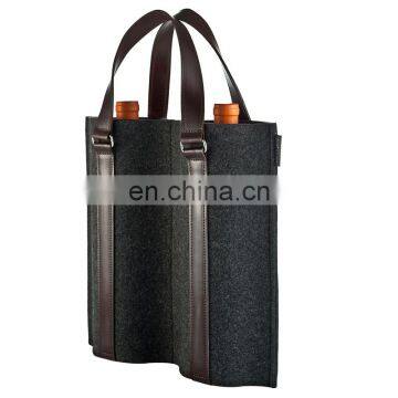 Portable Grey Drawstring Felt Wine Bag With Round Bottom photo-2
