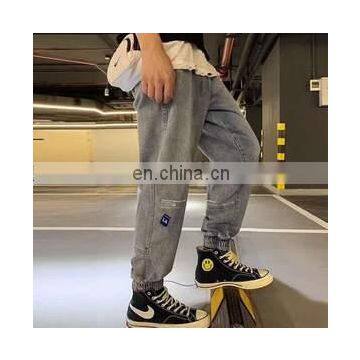 DiZNEW Custom Your Own Logo Slim Fit Elastic Waist Mens Denim Joggers Pants photo-2