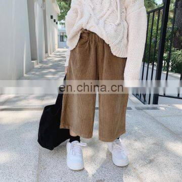 Winter Corduroy Trousers Girls Loose Pants Kids wide Corduroy leg pant for wholesale