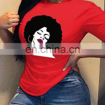 Head Print T-shirt Women European and American New Round Neck Short Sleeve Loose All-match Blouse T photo-4