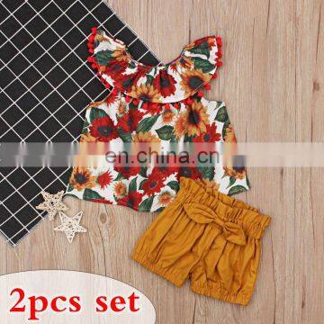 2019 Toddler Girls Summer Clothing Set Floral Rose Vest + Kids Shorts Kids Clothes Girls Shirt Pants Suit photo-2