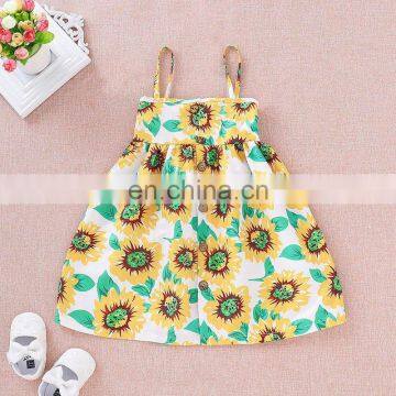 new Summer sunflowers girls dress sunkissed mint yellow floral children clothes boutique