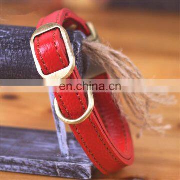 Custom Strong Metal Buckle Luxury Real Leather Dog Collar photo-6