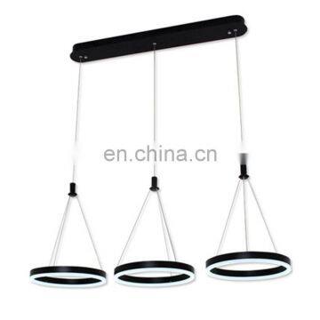 Restaurant chandelier three head simple modern restaurant lamp creative art LED strip dining room lamp black table lamp