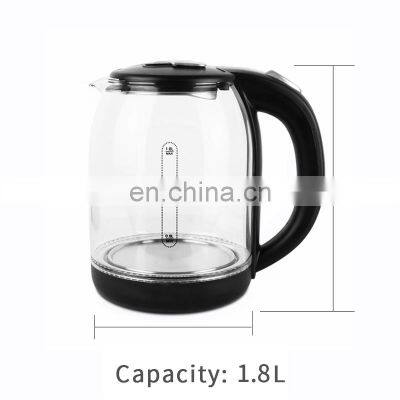2020 NEW 360 Degree Glass Electric Water Kettle Led Light 304 S/Steel Heater 1500W 1.8L photo-3