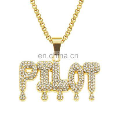 Custom Brass Hip Hop Cubic Zircon Letters Cursive Initial Pendant Necklaces For Women Iced Out Alphabet Letter Necklace Chain