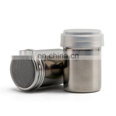 Stainless steel powder sprinkle extinguishers tank gauze bucket cocoa cinnamon dusting cans for latte art Barista