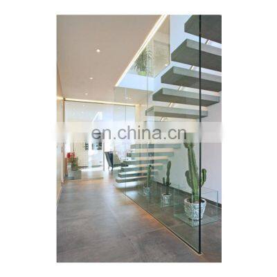 Modern Indoor Wood/Stone/Stainless Steel/Glass Tread Floating Stairs