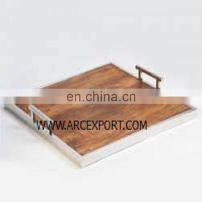 wooden & metal frame tray