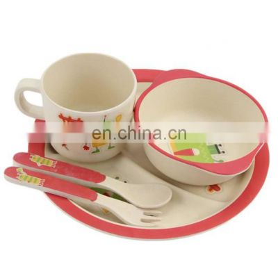 Unbreakable Cartoon Bamboo Fiber Children Kid Baby Division Dinner Plates Tableware Plate Bowl Cup Spoon Fork Dinnerware