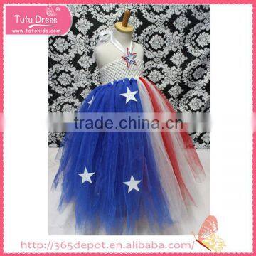 Gauze Five-pointed Star Decoration Fluffy Voile Girl's Dress Children Frocks Designs photo-4