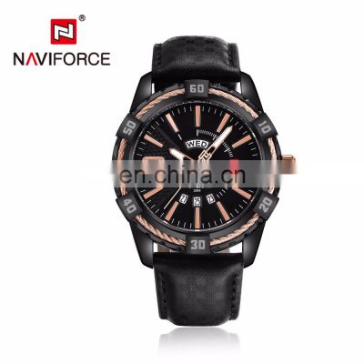 NAVIFORCE 9117L Men Week Display Genuine Leather Watch With Complete Calendar