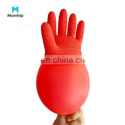 industrial nitrile anti chemical gloves red nitrile flocking gloves chemical resistant safety work gloves PU