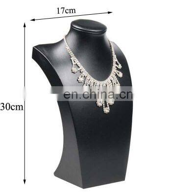 Hot Sale Black Volor Mannequin Shape Pu Leather Jewelry Display Stand Showcase Necklace Pendant Bust Displays Holder For Counter photo-4