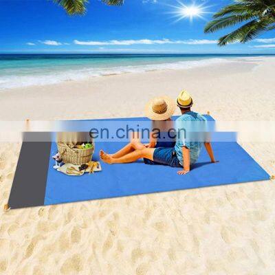 Oversize Beach Blanket Pocket Picnic Mat Portable Sand Free Beach Mat Waterproof Camping Mat photo-2