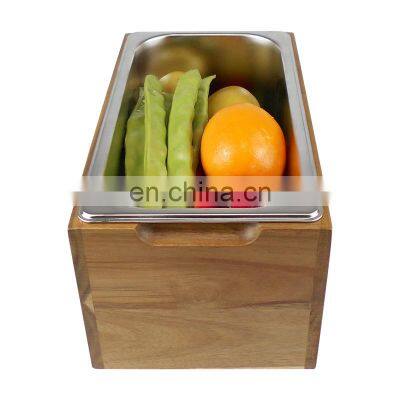 Wood Compost Bin Kitchen With Stainless Steel Counter Compost Bin Countertop Compost Bin With Lid and Bamboo Box photo-2