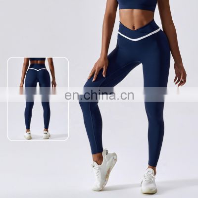 Contrasting Color Scrunch Butt Lift Yoga Leggings Wholesale High Waist Sports Workout Pants