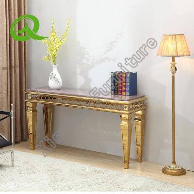 High Quality Gold Marble Stainless Steel Console Table For Wedding Events