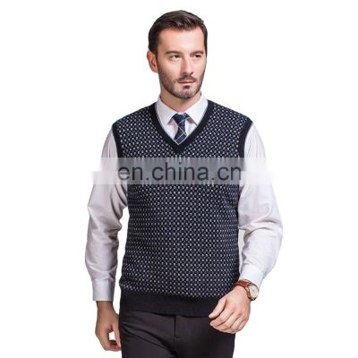 Jacquard Knitting Men's Cashmere Pullover Vest Waistcoat Comfortable V-Neck Style for Spring Season