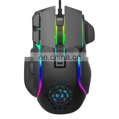 HXSJ S700 10 key wired gaming mouse macro programming 13 RGB lighting modes 6 gears 12800dpi factory spot wholesale