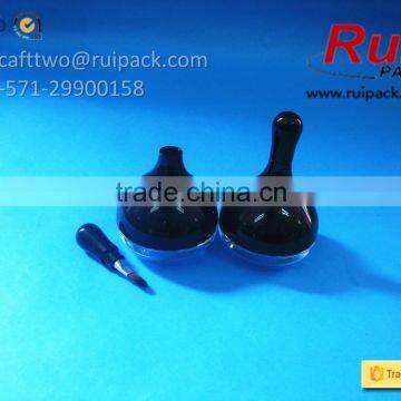 Plastic Transparent Lip Gloss Jar With Mini Bursh, Black Clear Lip Cream Case/container photo-5