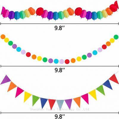 Indoor Outdoor Wedding Round Hanging Chinese Paper Pom Poms Kit With Paper Fan Decoration photo-4