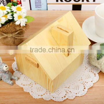 SEARUN Christmas gift wood craft wooden house modeling money saving box