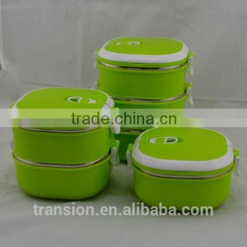 CCLB-S007(3) 3 Layer Square lunch box with spoon inside of the lid, stainless steel lunch box with lock