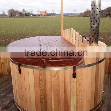 Cedar wood outdoor spa wood burned barrel