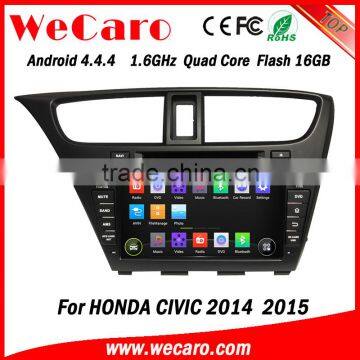 Wecaro android 4.4.4 car radio Wholesales 8" for honda civic 8 inch car gps navigation system Wifi&3G 2014 2015