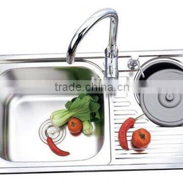 stainless steel kitchen vegetable single bowl sink with dustbin