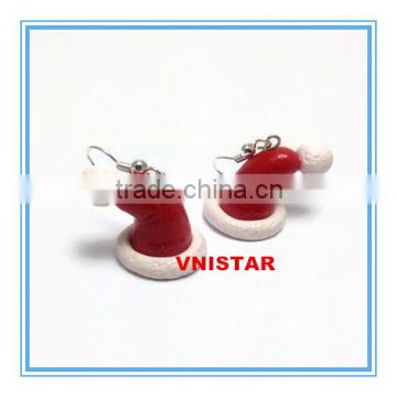 Vnistar high quality wholesale Christmas jewelry enamel Santa Claus earrings for women VER004