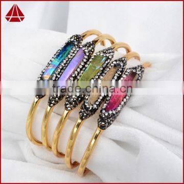 Wholesale Natural Aura spirit energy crystal quartz point crystal stone bracelet bangle