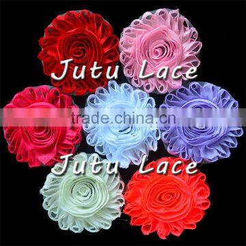 Professional Factory Silk Wedding Bridal Shabby Rose Trim Flower / 4 Inch Chiffon Lace Flower photo-2